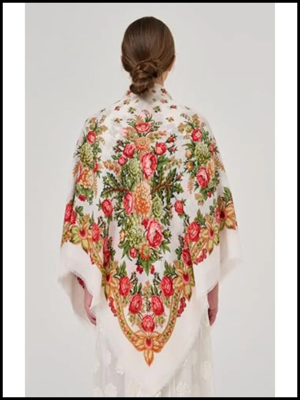 Mexican Shawl Scarf Wrap with Tassel Fringes, Cotton Linen Square Shawl
